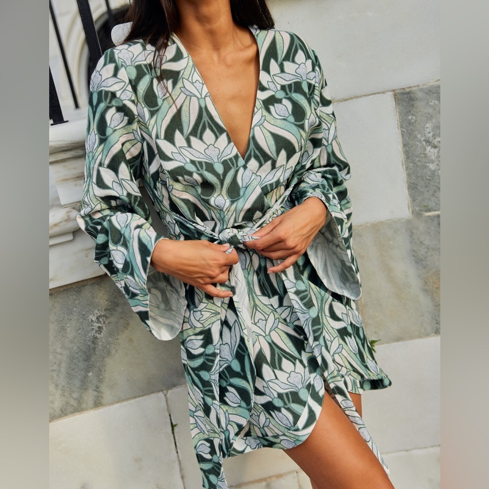 Kenny Flowers Green and White Floral Mini Dress